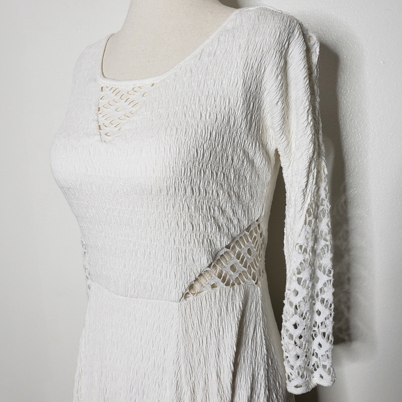 Free People To the Point Dress Snow Cut Out Lace White Seductive Bohemian Summer - Picture 12 of 16